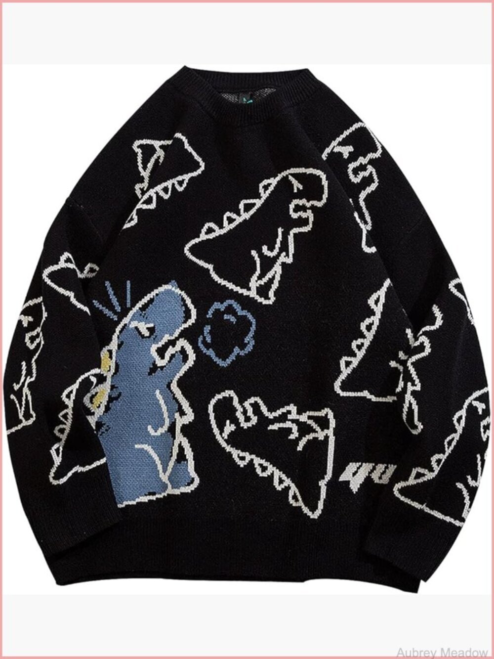 Y2K Oversized Dinosaur Knit Sweater Kawaii Streetwear Top